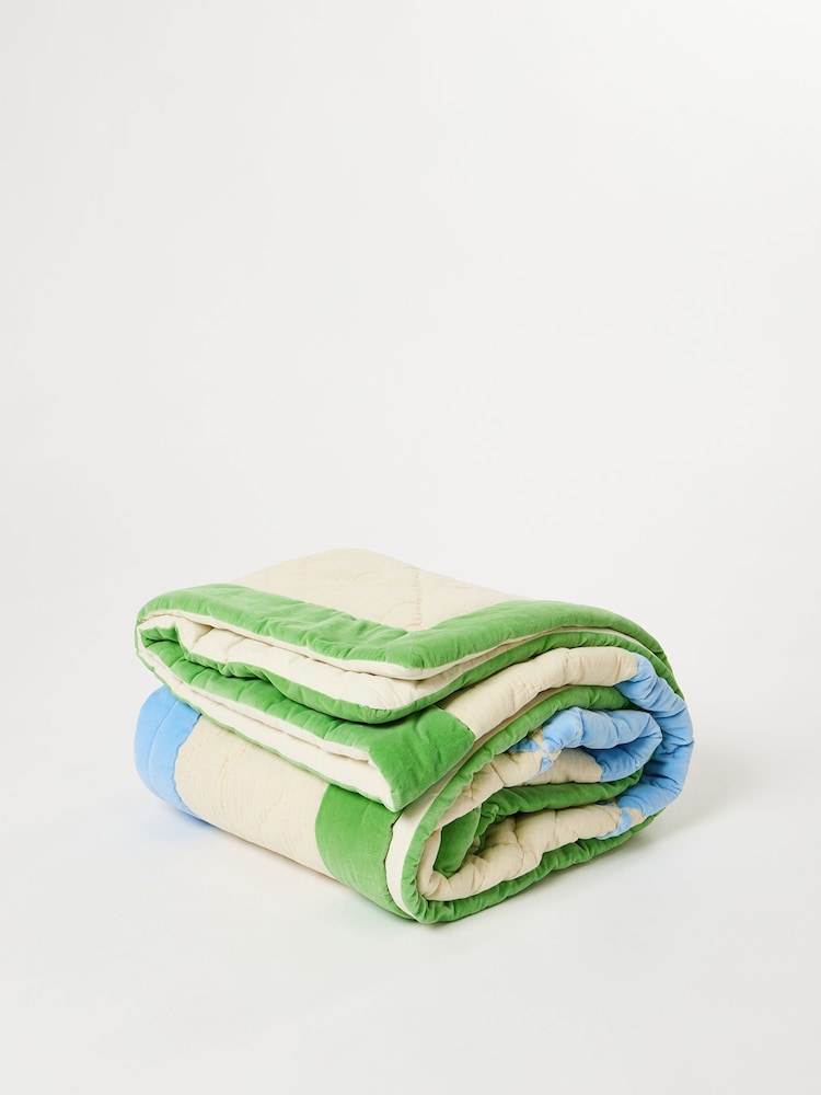 Oliver Bonas Blue Star Cotton Patchwork Bedspread - Image 2 of 5