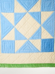 Oliver Bonas Blue Star Cotton Patchwork Bedspread - Image 4 of 5