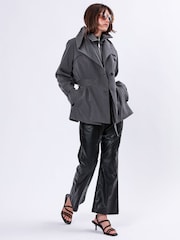 Grijs - Religion Rhodium Trench Jacket with Belt and Double Fastening in Structured Crepe - Image 4 of 7