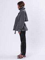 Grijs - Religion Rhodium Trench Jacket with Belt and Double Fastening in Structured Crepe - Image 5 of 7