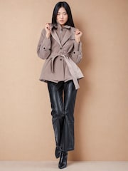 Religion Natural Rhodium Trench Jacket with Belt and Double Fastening in Structured Crepe - Image 1 of 7