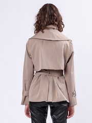 Religion Natural Rhodium Trench Jacket with Belt and Double Fastening in Structured Crepe - Image 3 of 7