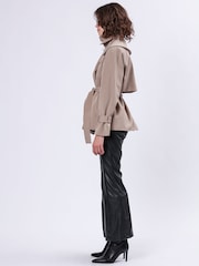 Religion Natural Rhodium Trench Jacket with Belt and Double Fastening in Structured Crepe - Image 5 of 7