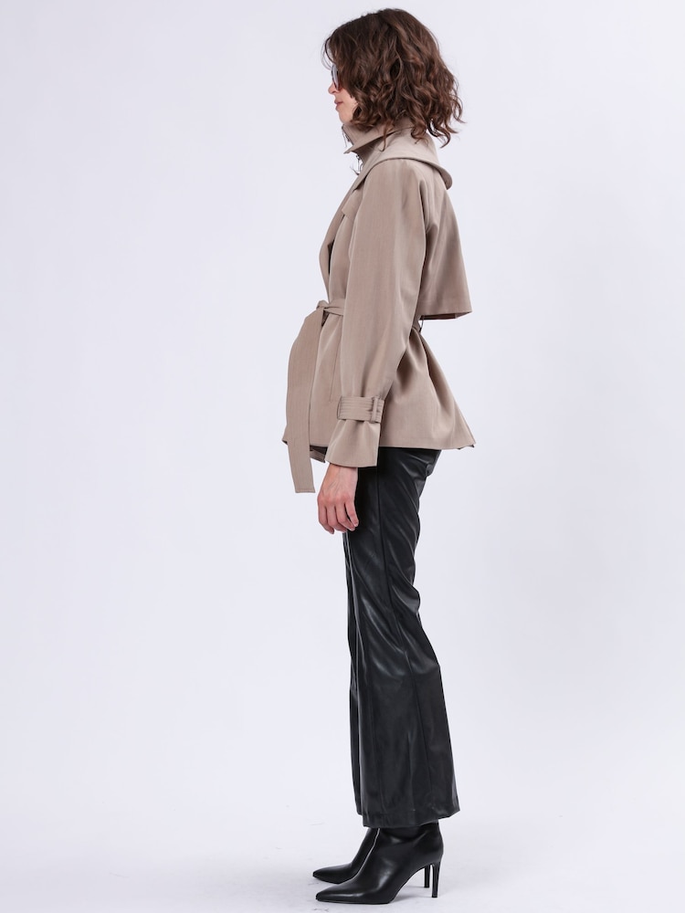 Natuurlijk - Religion Rhodium Trench Jacket with Belt and Double Fastening in Structured Crepe - Image 5 of 7