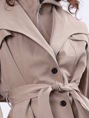 Religion Natural Rhodium Trench Jacket with Belt and Double Fastening in Structured Crepe - Image 7 of 7