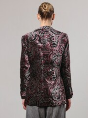 Religion Black Oberon Velvet Blazer With Vintage Style Burnout Print - Image 3 of 6