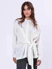Religion White Tie Front Prodigy Shirt In Crisp Crepe With Stud Details - Image 3 of 7