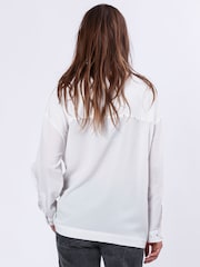 Religion White Tie Front Prodigy Shirt In Crisp Crepe With Stud Details - Image 4 of 7