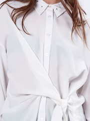 Religion White Tie Front Prodigy Shirt In Crisp Crepe With Stud Details - Image 7 of 7