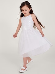 Monsoon Natural Sleeveless Sequin Tulle Dress - Image 1 of 4
