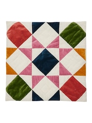 Oliver Bonas Orange Velvet Patchwork Cushion Cover - Image 2 of 3