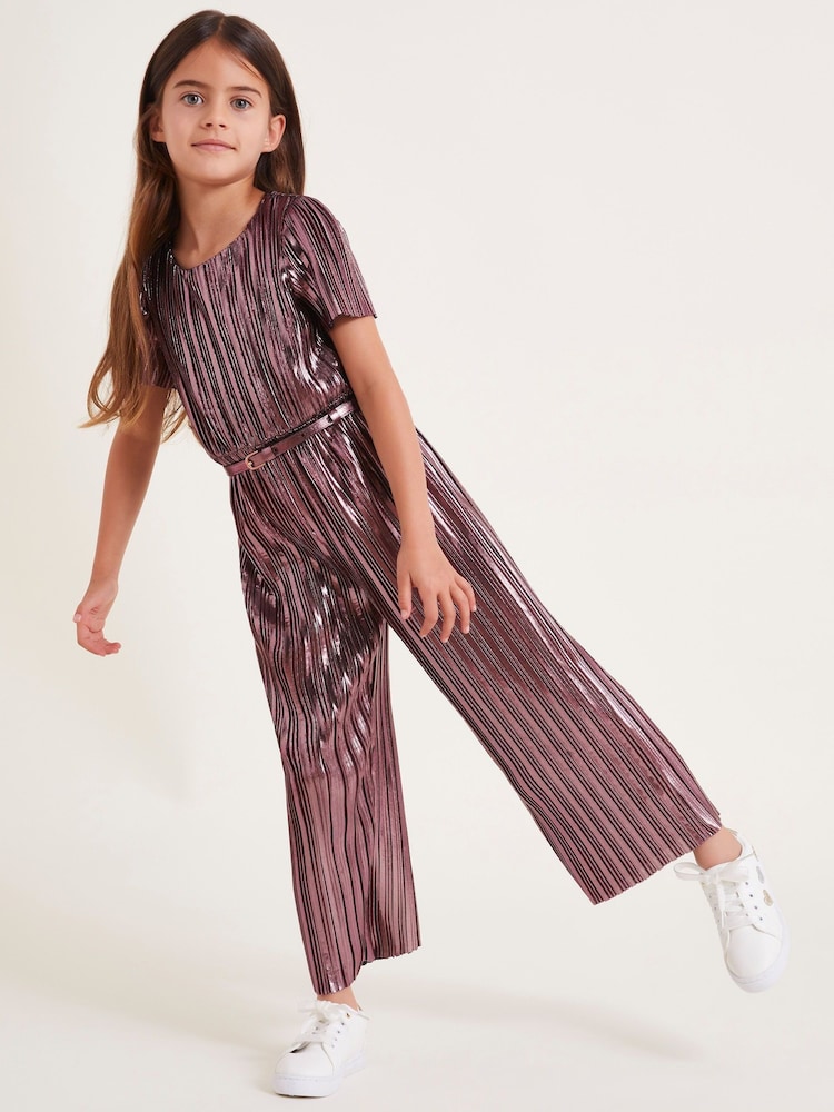 Monsoon Gold Plisse Belted Jumpsuit - Image 2 of 5