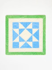 Oliver Bonas Blue Star Cotton Patchwork Cushion Cover - Image 2 of 4