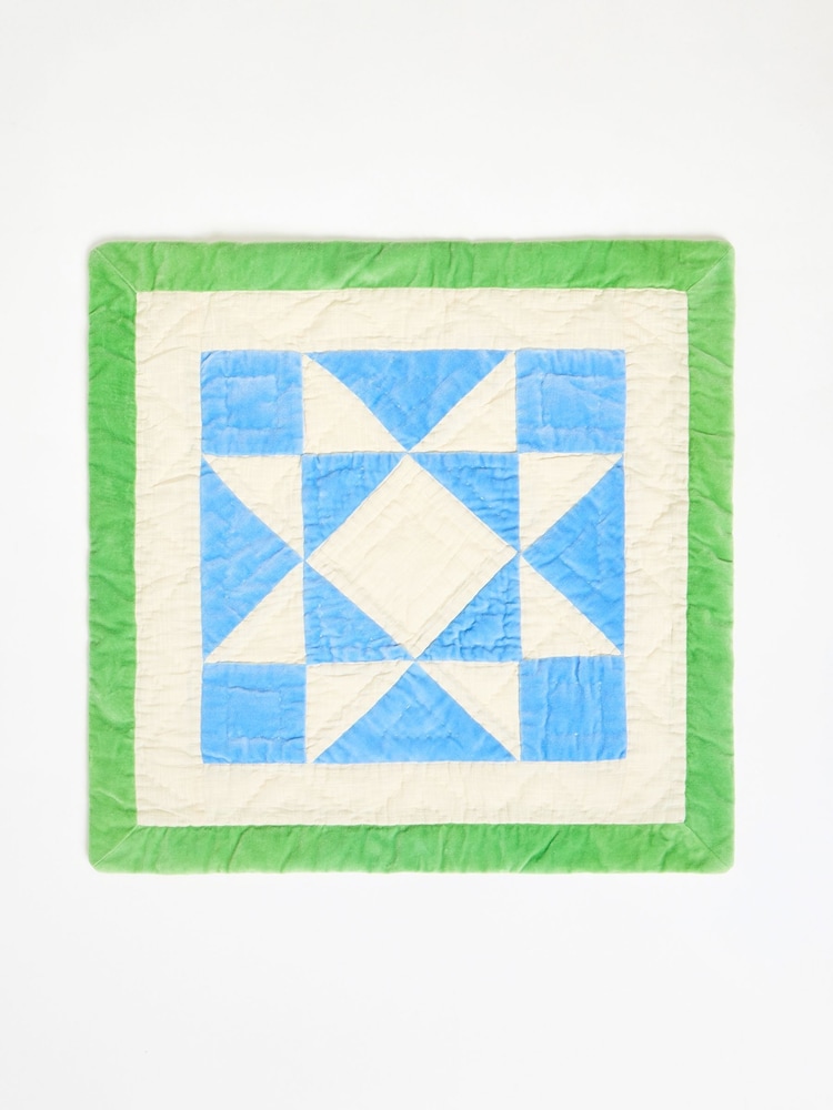Oliver Bonas Blue Star Cotton Patchwork Cushion Cover - Image 2 of 4 Oliver Bonas Blue Star Cotton Patchwork Cushion Cover - Image 2 of 4