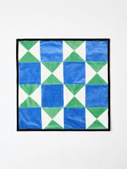 Oliver Bonas Blue Geometric Patchwork Velvet Cushion Cover - Image 2 of 3