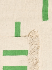 Oliver Bonas Green Dash Geometric Runner Rug - Image 3 of 4