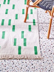 Oliver Bonas Green Dash Geometric Runner Rug - Image 4 of 4
