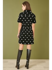 Yumi Black Daisy Embroidered Corduroy Shirt Dress - Image 3 of 4