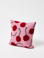 Oliver Bonas Pink Tufted Cherry Cushion Cover - Image 1 of 4