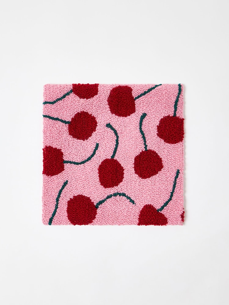 Oliver Bonas Pink Tufted Cherry Cushion Cover - Image 2 of 4 Oliver Bonas Pink Tufted Cherry Cushion Cover - Image 2 of 4