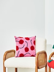 Oliver Bonas Pink Tufted Cherry Cushion Cover - Image 4 of 4