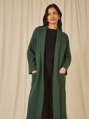 Yumi Green Knitted Maxi Cardigan With Pockets - Image 1 of 4