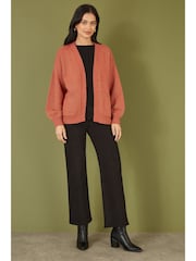 Yumi Orange Relaxed Slouchy Cardigan With Pockets - Image 2 of 5