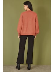 Yumi Orange Relaxed Slouchy Cardigan With Pockets - Image 4 of 5