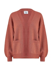 Yumi Orange Relaxed Slouchy Cardigan With Pockets - Image 5 of 5
