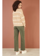 Yumi Brown Knitted Jumper With Heart Stripes - Image 4 of 5