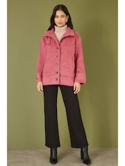 Yumi Pink Oversize Fit Button Up Jacket With High Collar - Image 2 of 5