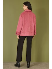 Yumi Pink Oversize Fit Button Up Jacket With High Collar - Image 4 of 5