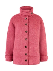 Yumi Pink Oversize Fit Button Up Jacket With High Collar - Image 5 of 5