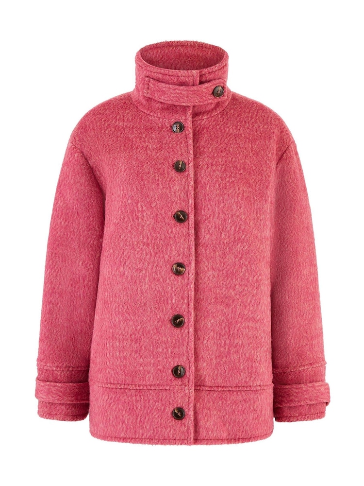 Yumi Pink Oversize Fit Button Up Jacket With High Collar - Image 5 of 5