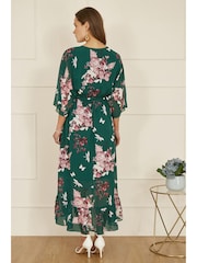 Yumi Green Floral Kimono Dipped Hem Dress - Image 4 of 5