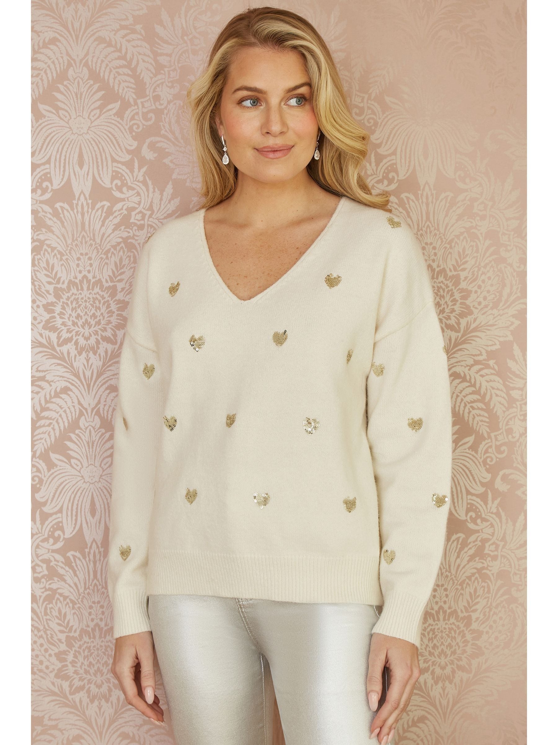 Kaufe Sie Yumi Sequin Heart V Neck Jumper bei Next Deutschland