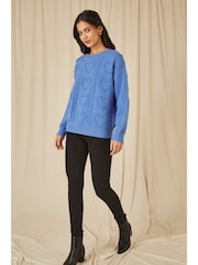 Yumi Blue Heart Knit Relaxed Jumper - Image 2 of 5
