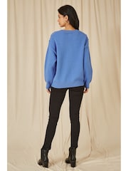 Yumi Blue Heart Knit Relaxed Jumper - Image 4 of 5