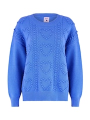 Yumi Blue Heart Knit Relaxed Jumper - Image 5 of 5