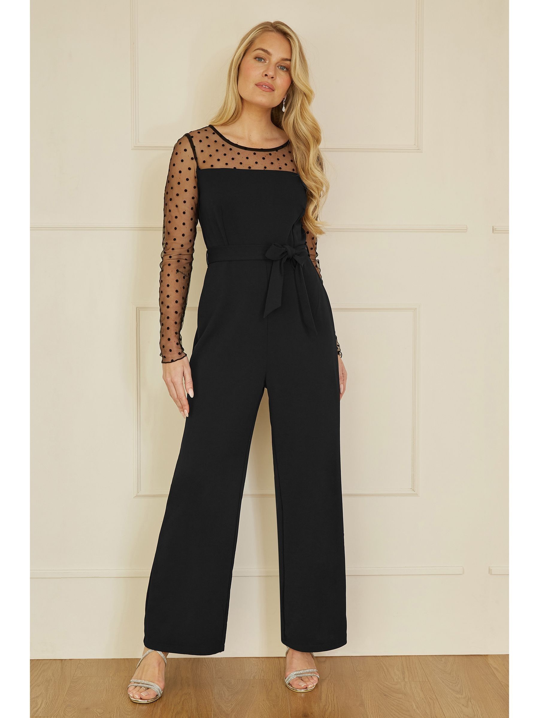 Buy Yumi Black Spot Mesh Stretch Jumpsuit from Next USA