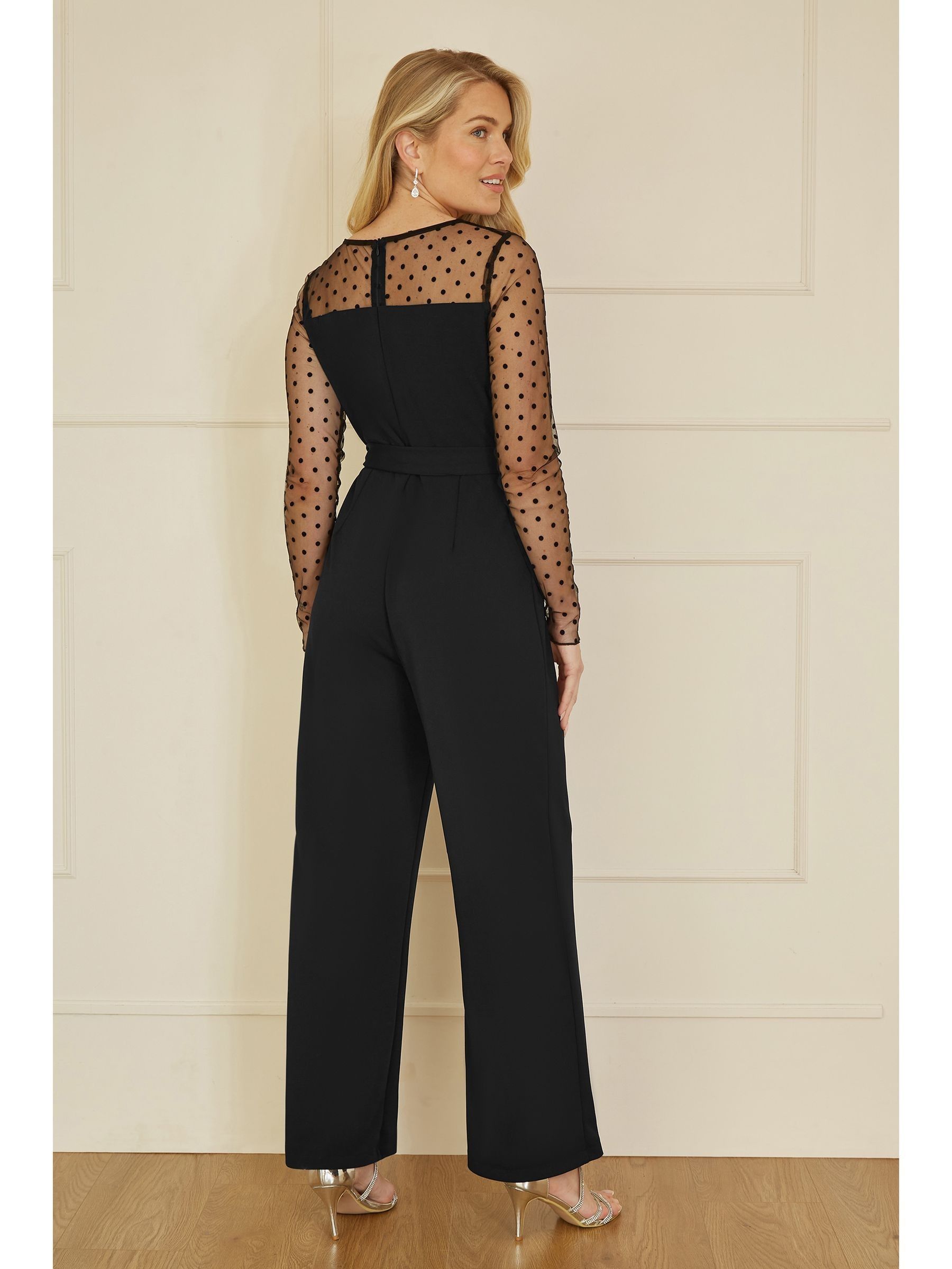 Buy Yumi Black Spot Mesh Stretch Jumpsuit from Next USA