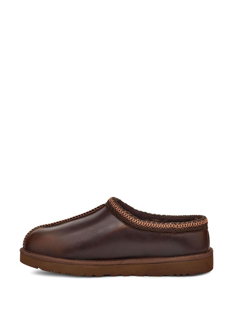 UGG Brown Leather Tasman Slippers - Image 2 of 4