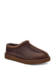 UGG Brown Leather Tasman Slippers - Image 3 of 4