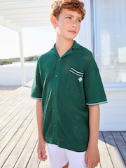 Dark Green Button Through Knitted Short Sleeve Polo Shirt (3-16yrs) - Image 2 of 8