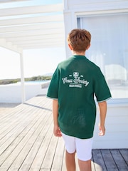 Dark Green Button Through Knitted Short Sleeve Polo Shirt (3-16yrs) - Image 3 of 8