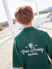 Dark Green Button Through Knitted Short Sleeve Polo Shirt (3-16yrs) - Image 4 of 8