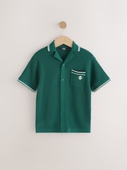 Dark Green Button Through Knitted Short Sleeve Polo Shirt (3-16yrs) - Image 5 of 8