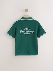 Dark Green Button Through Knitted Short Sleeve Polo Shirt (3-16yrs) - Image 6 of 8