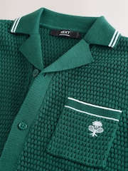 Dark Green Button Through Knitted Short Sleeve Polo Shirt (3-16yrs) - Image 7 of 8