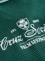Dark Green Button Through Knitted Short Sleeve Polo Shirt (3-16yrs) - Image 8 of 8